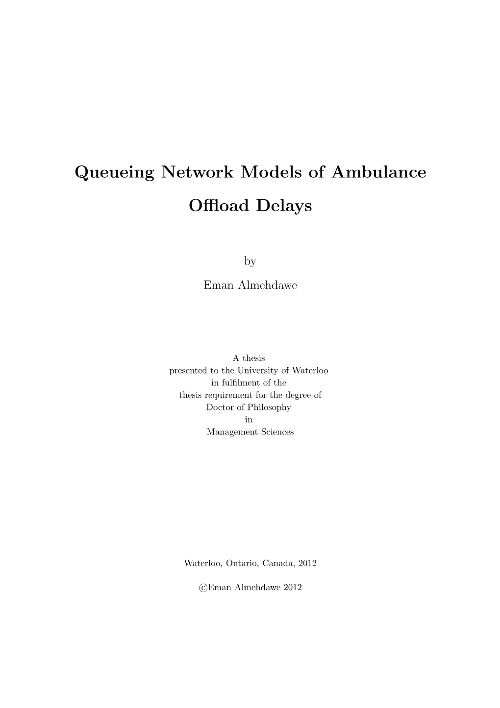 Queueing Network Models of Ambulance Offload Delays