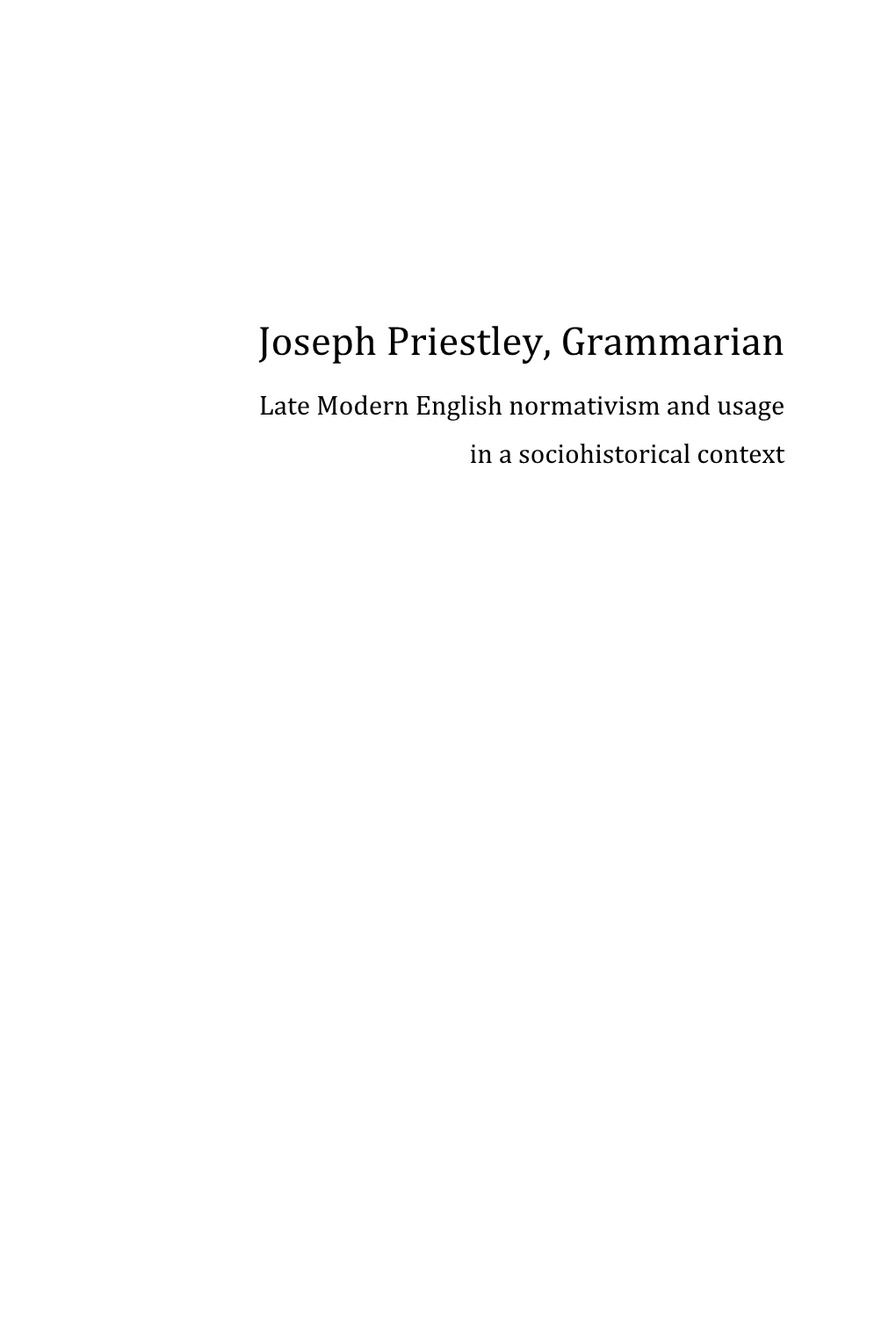 Joseph Priestley, Grammarian