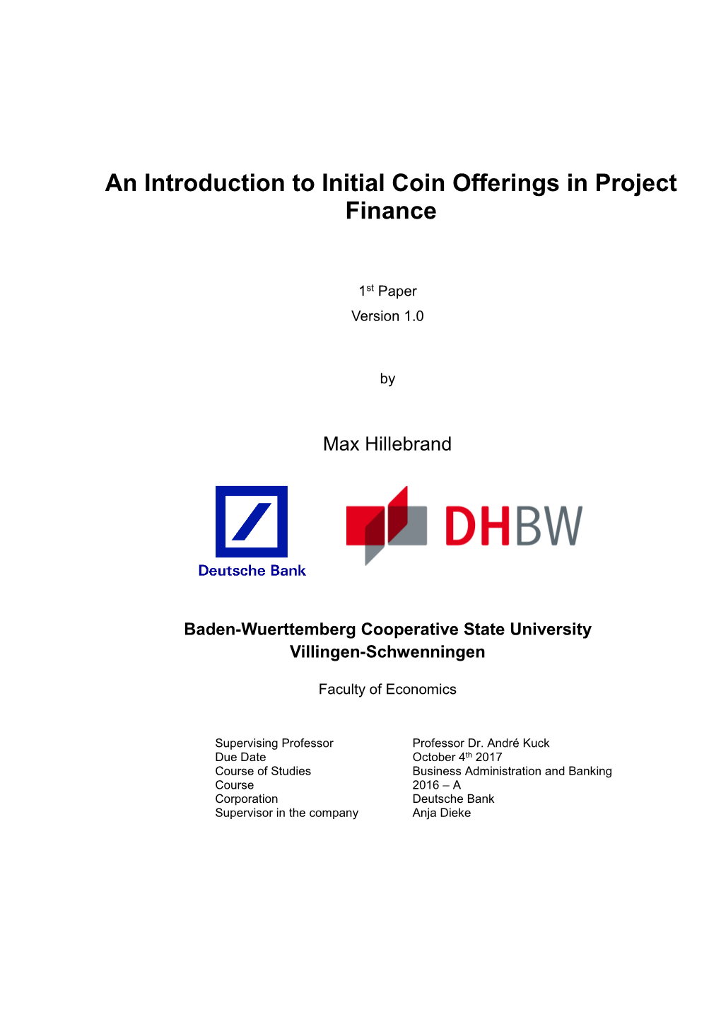 An Introduction to Initial Coin Offerings in Project Finance