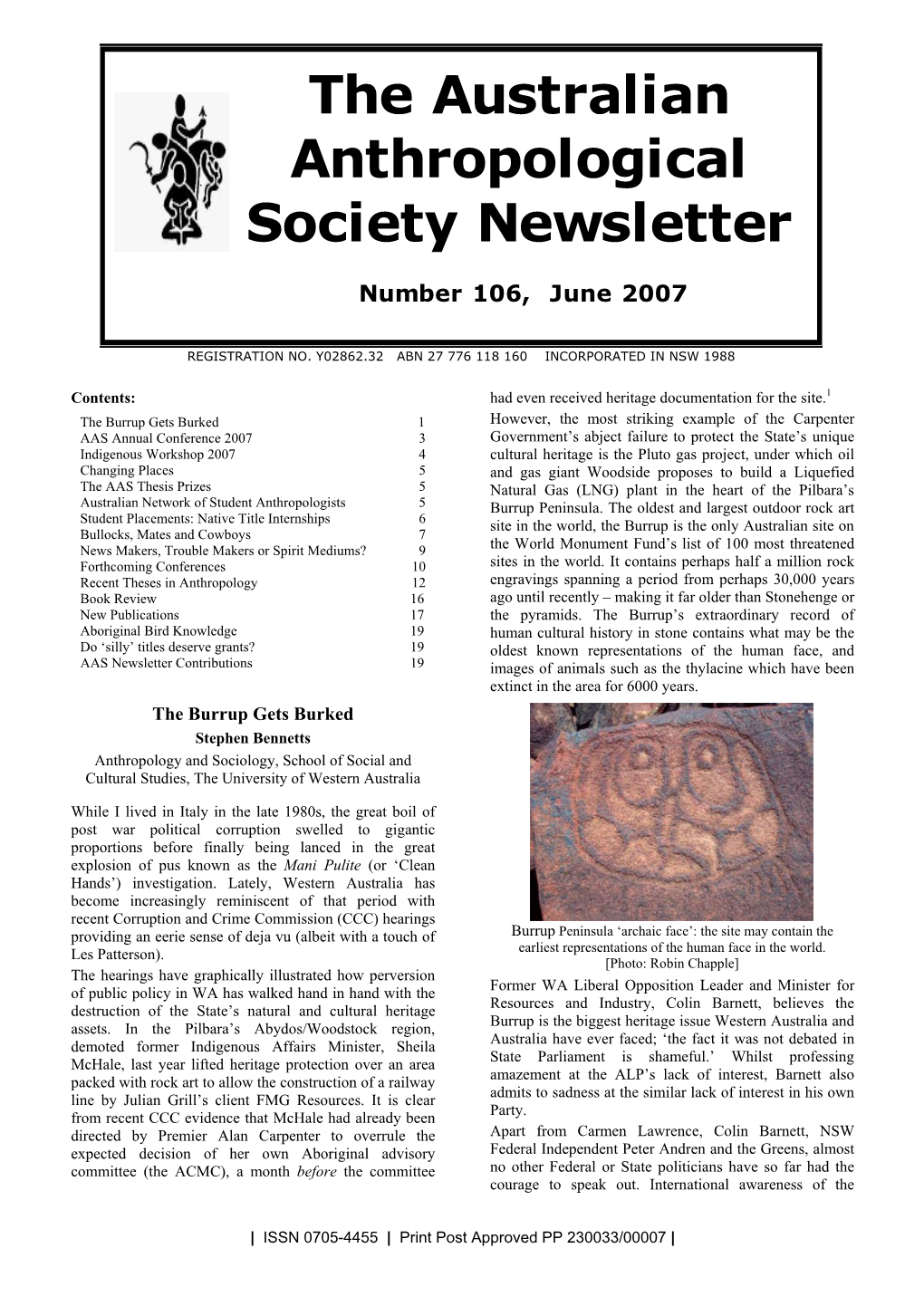 The Australian Anthropological Society Newsletter