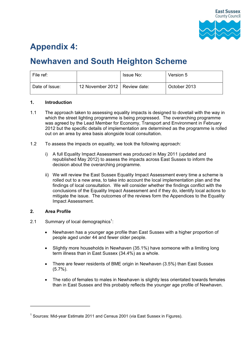 Appendix 4: Newhaven and South Heighton Scheme