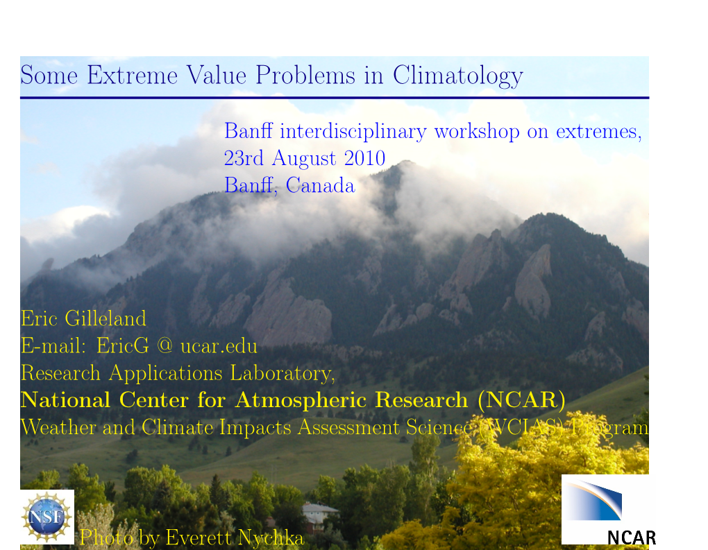 Some Extreme Value Problems in Climatology