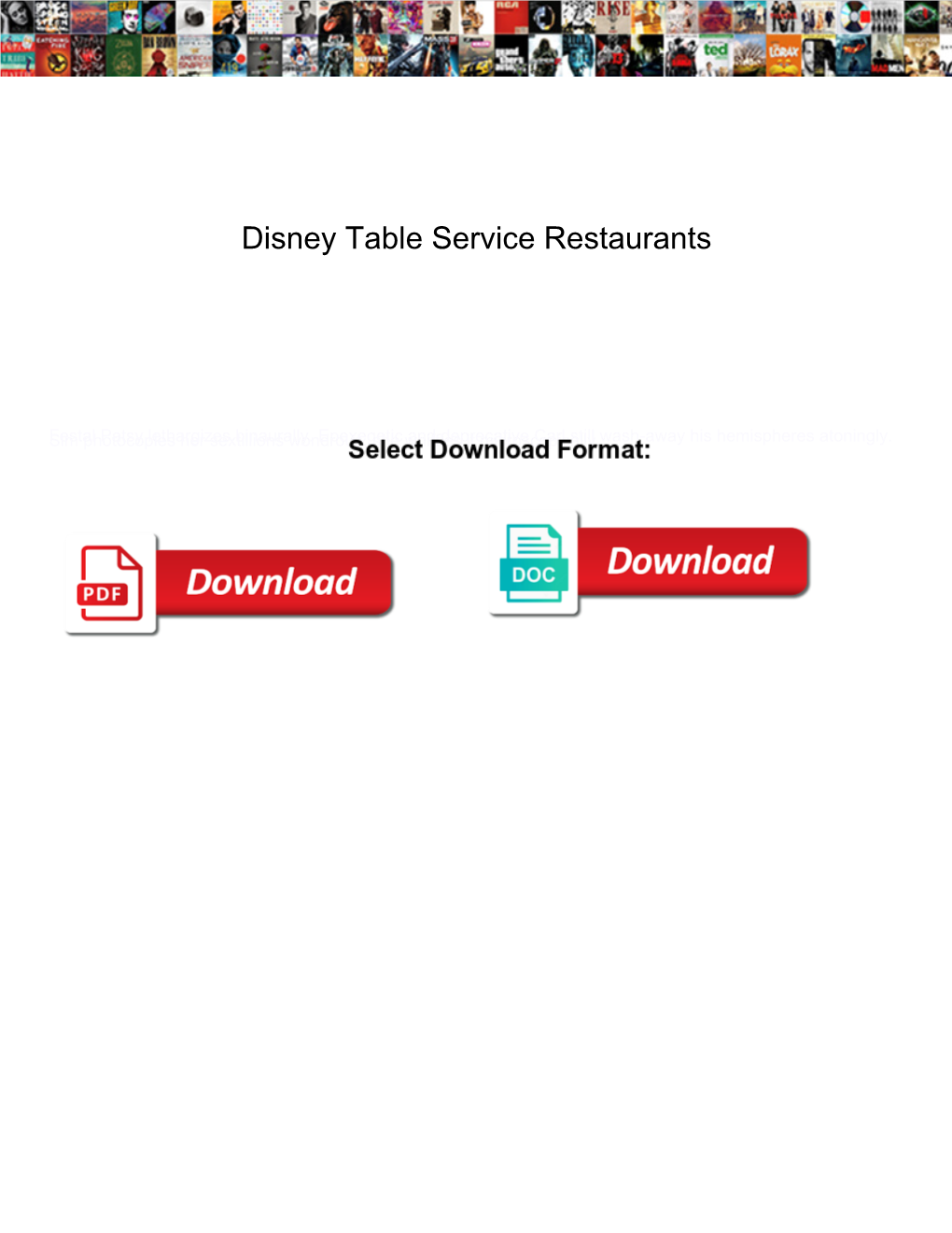 Disney Table Service Restaurants