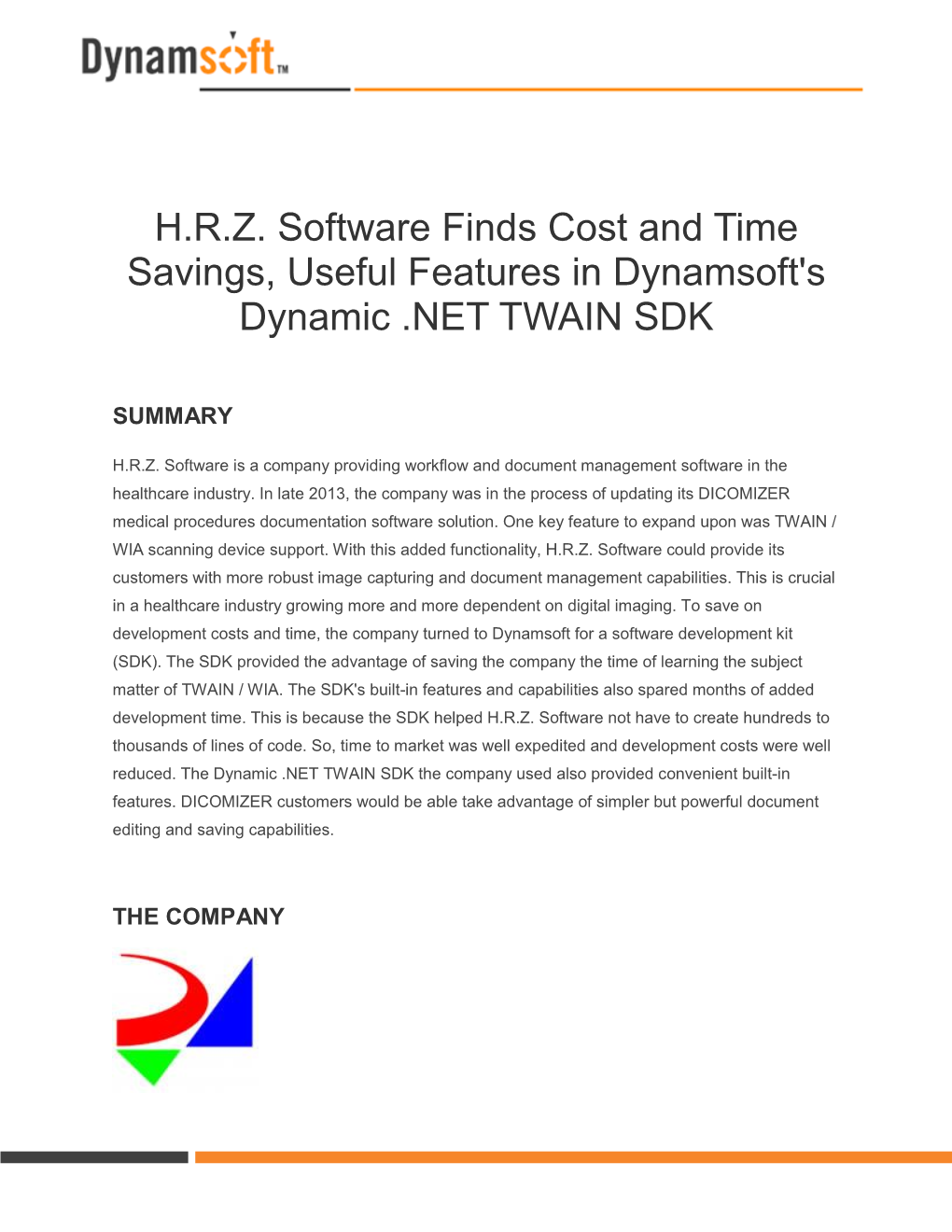 H.R.Z. Software Finds Cost and Time Savings, Useful Features in Dynamsoft's Dynamic .NET TWAIN SDK