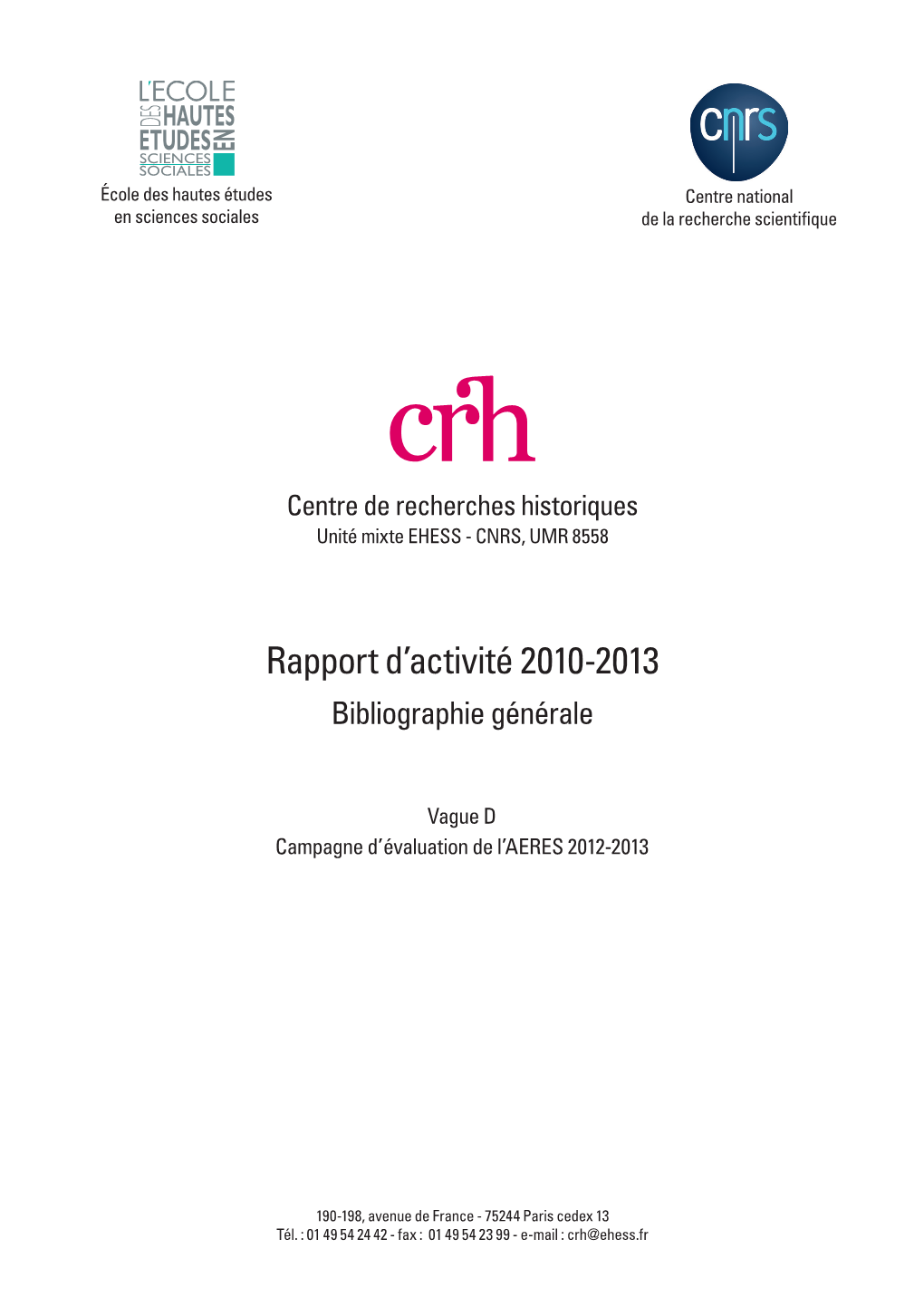 Bibliographie Du CRH 2007-2012