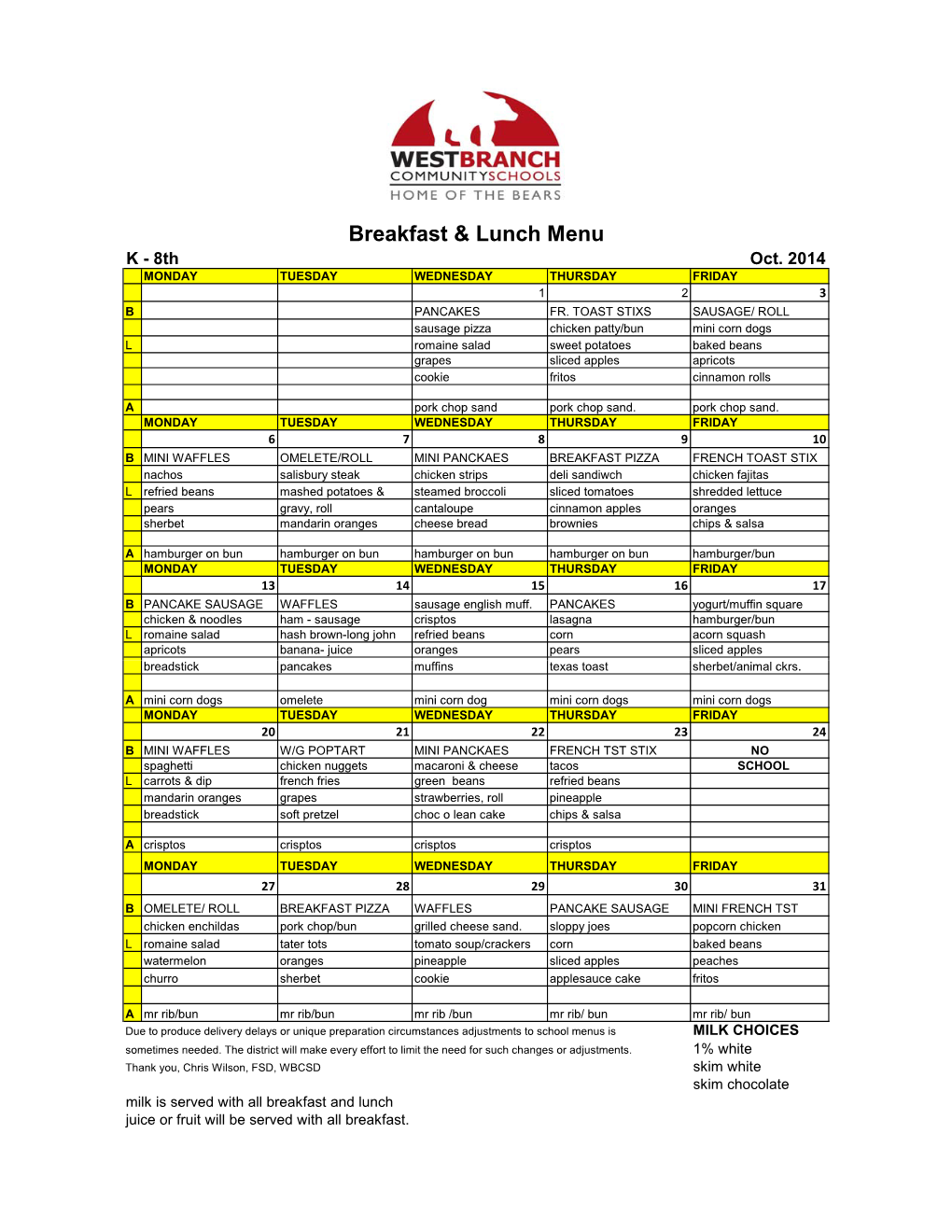 Breakfast & Lunch Menu