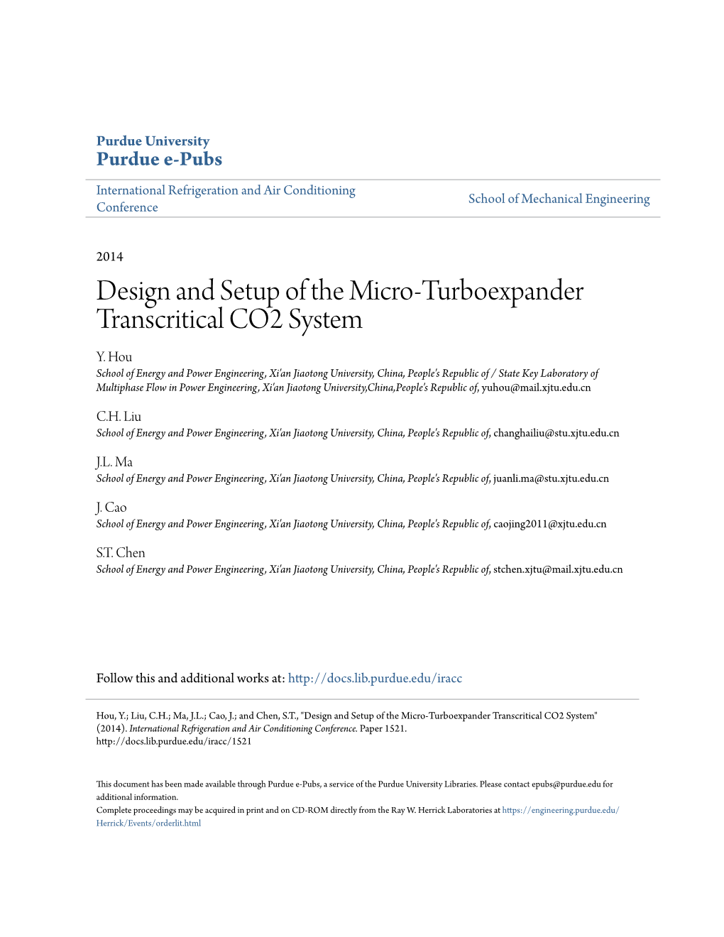Design and Setup of the Micro-Turboexpander Transcritical CO2 System Y