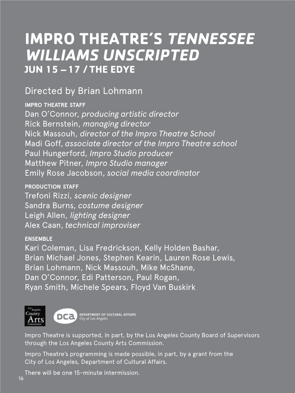 Impro Theatre's Tennessee Williams Unscripted