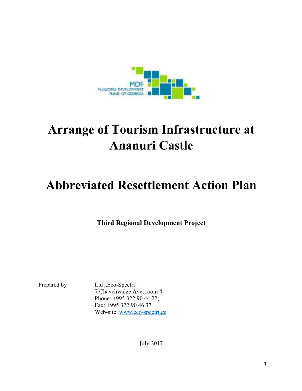 Draft Ananuri-Resettlement Action Plan