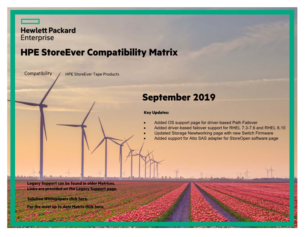 HPE Storeever Compatibility Matrix September 2019