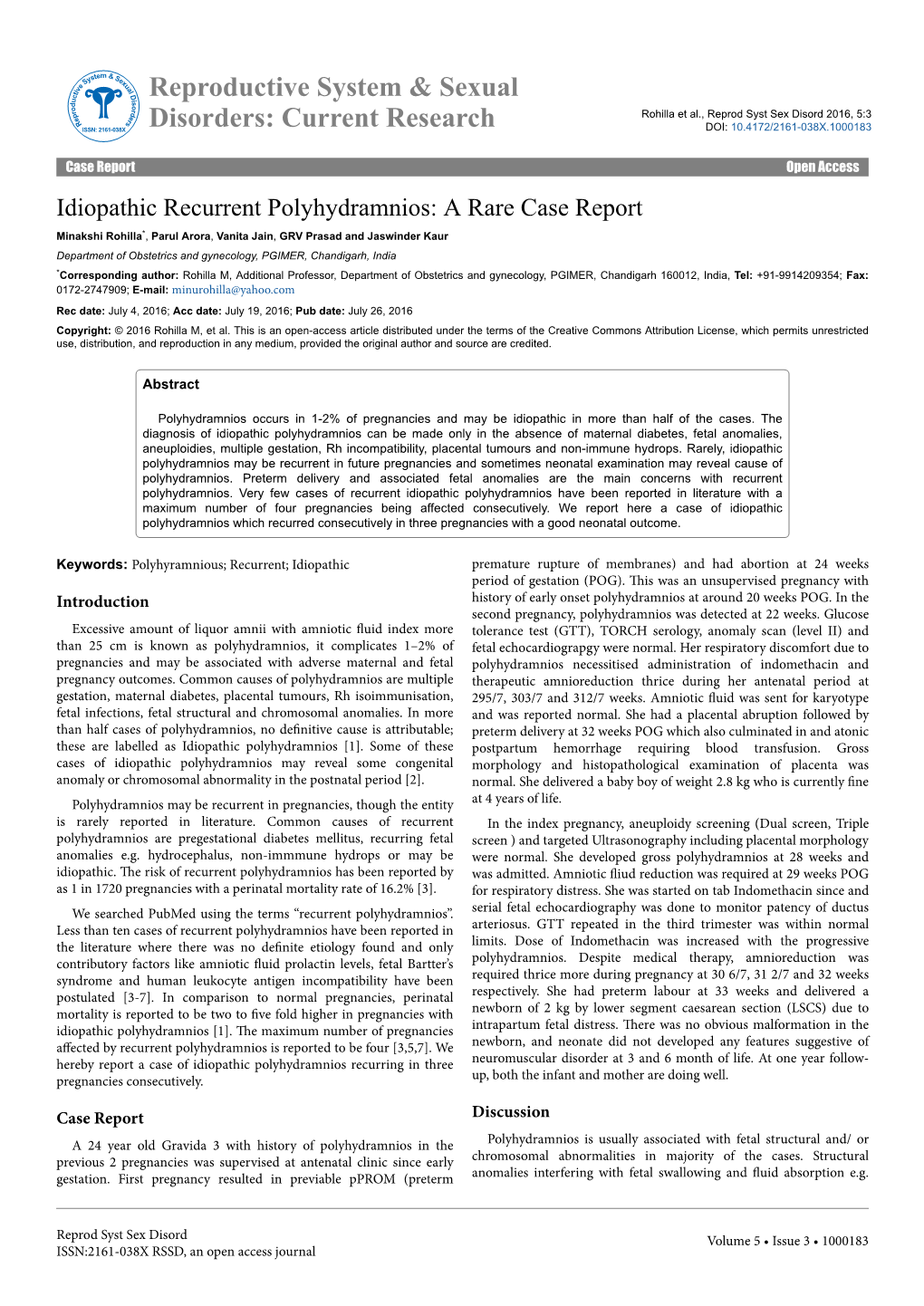 Idiopathic Recurrent Polyhydramnios: a Rare Case Report