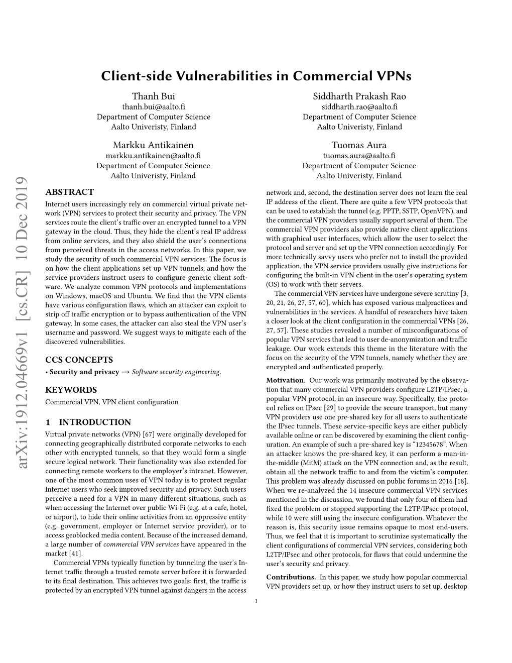 Client-Side Vulnerabilities in Commercial Vpns