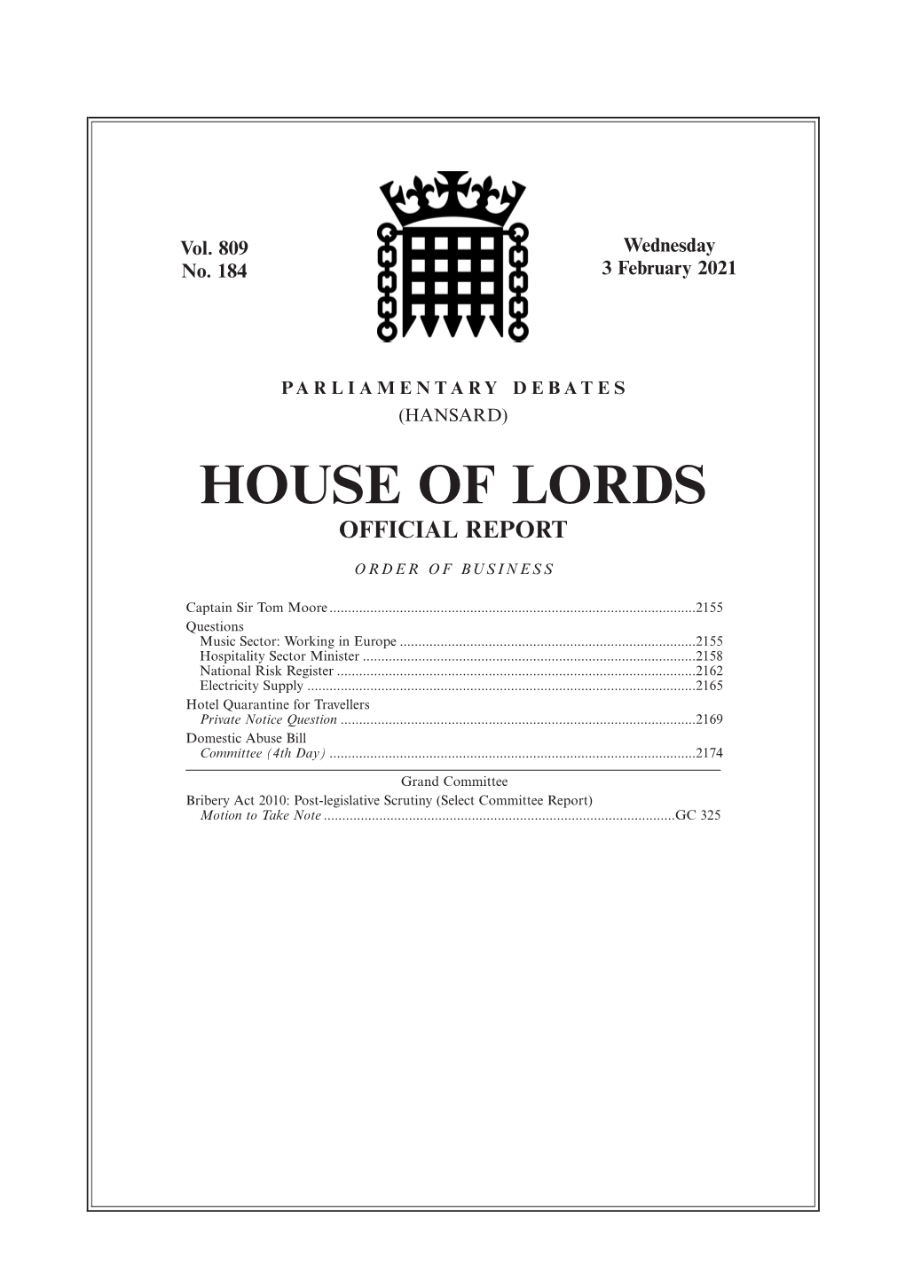 House of Lords Official Report