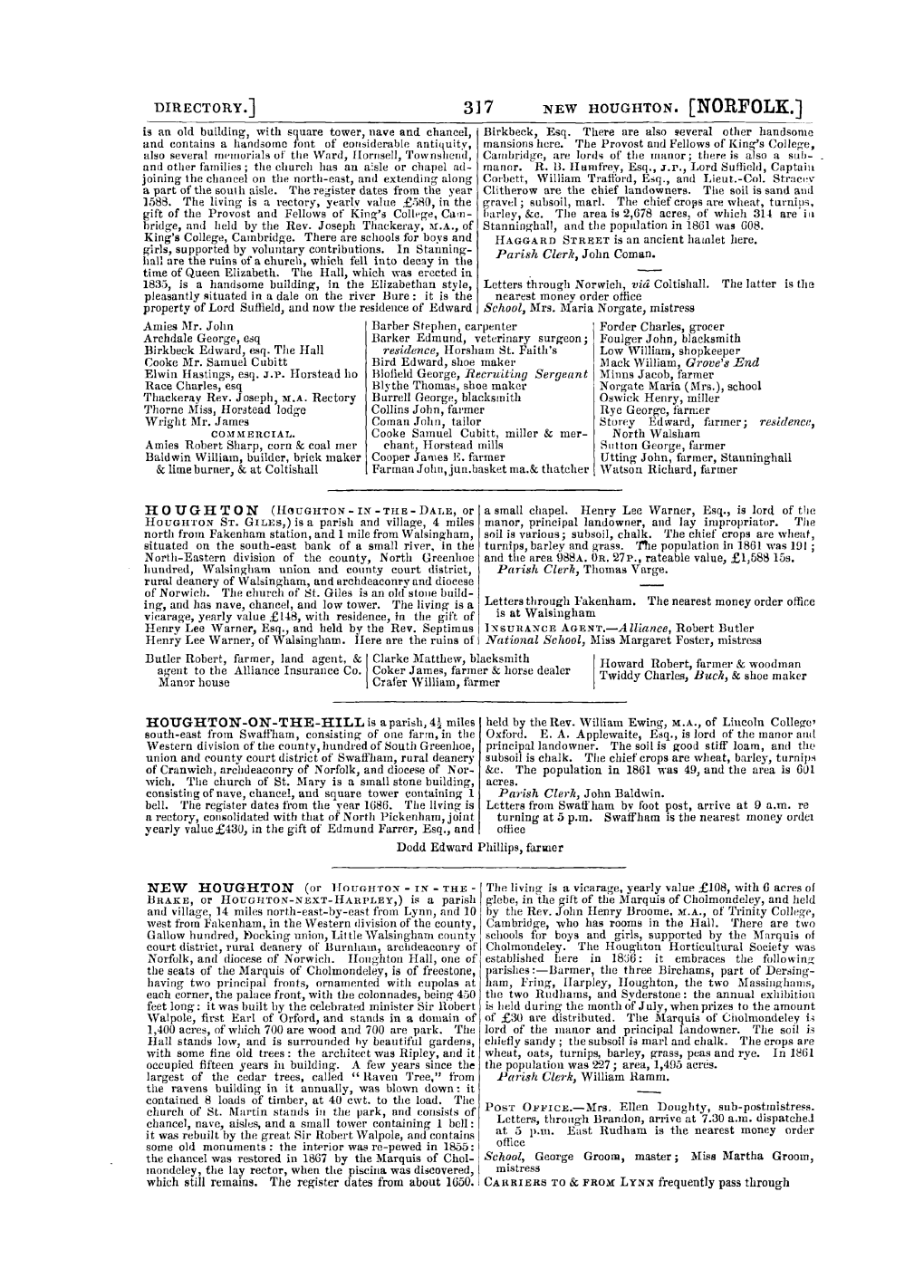 Directory.] New Houghton. [Norfolk.]