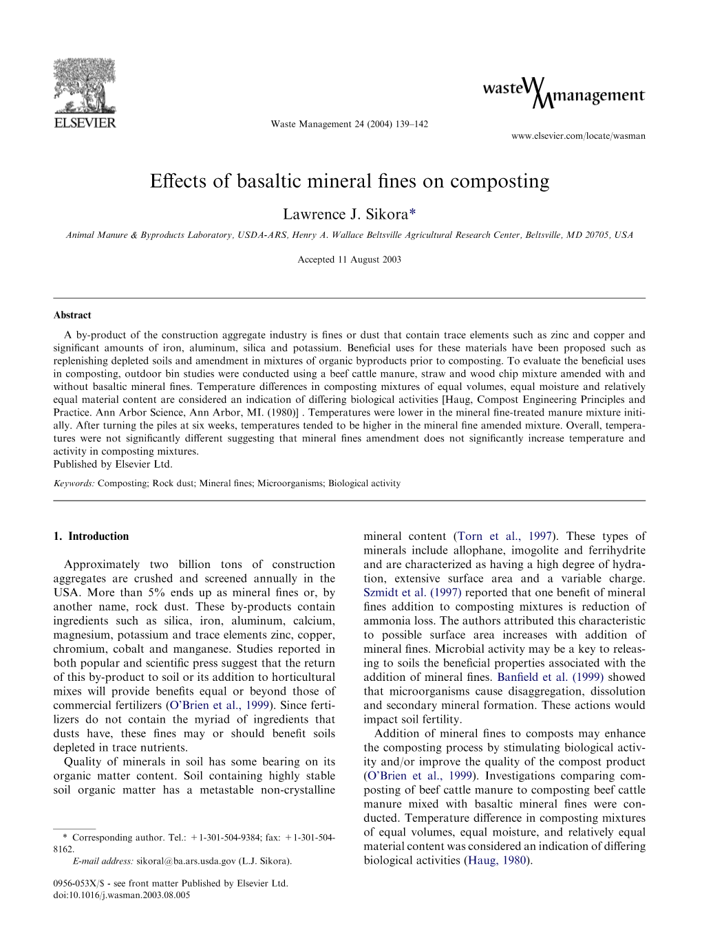 Effects of Basaltic Mineral Fines on Composting