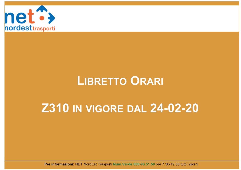 Libretto Orari Z310 in Vigore Dal 24-02-20