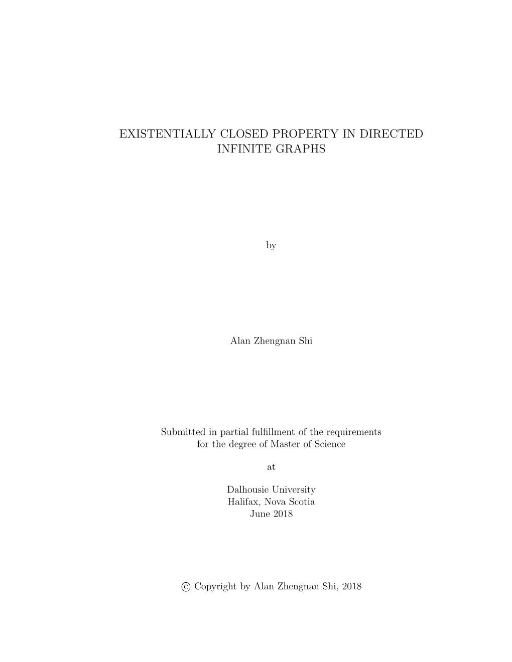 Existentially Closed Property in Directed Infinite Graphs