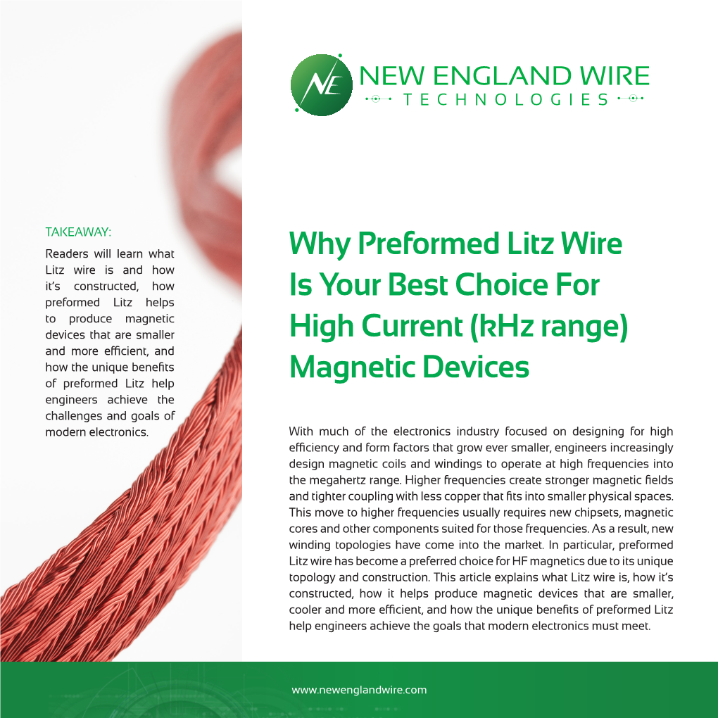 Why Preformed Litz Wire Is Your Best Choice for High Current (Khz