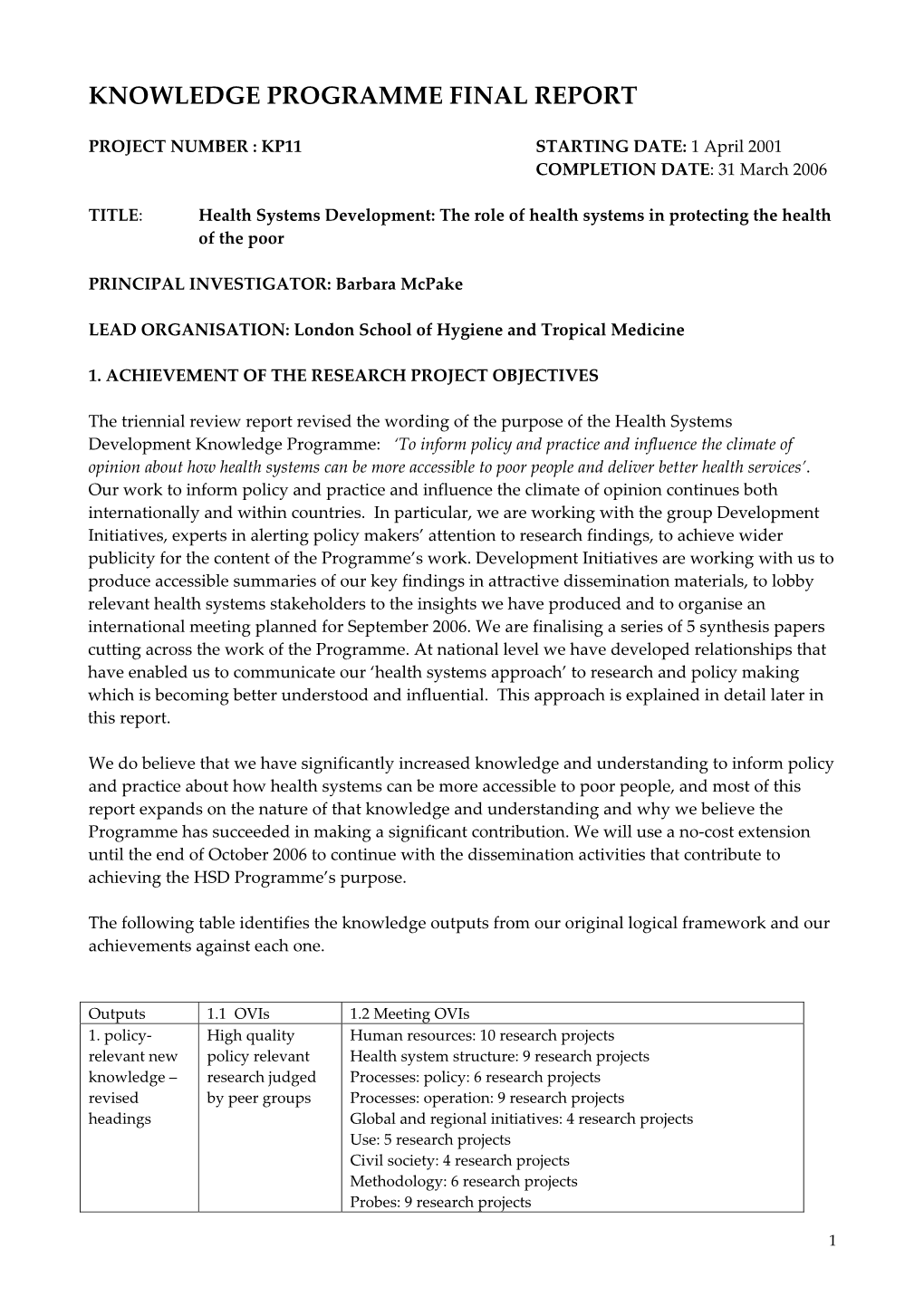 Guidelines on the Format for Final Reports on Health