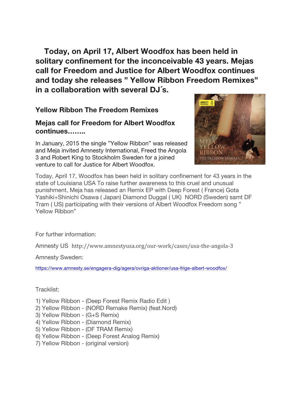 Today, on April 17, Albert Woodfox Has Been Held in Solitary Confinement for the Inconceivable 43 Years. Mejas Call for Free