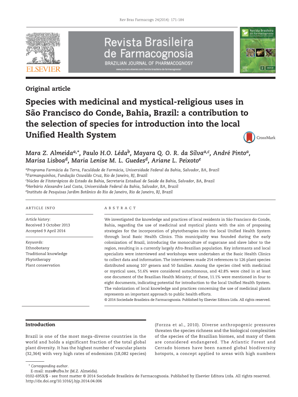 Species with Medicinal and Mystical-Religious