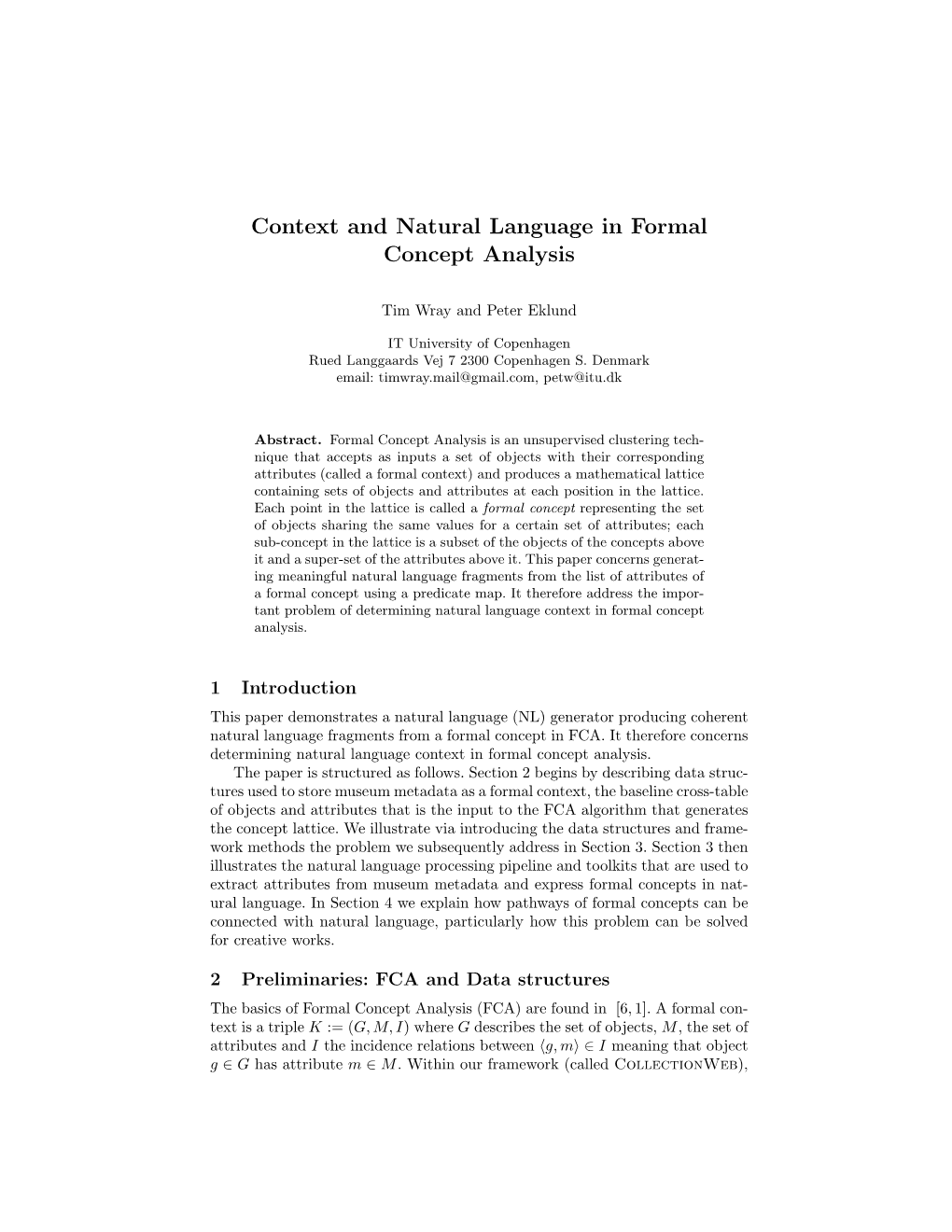 Context and Natural Language in Formal Concept Analysis