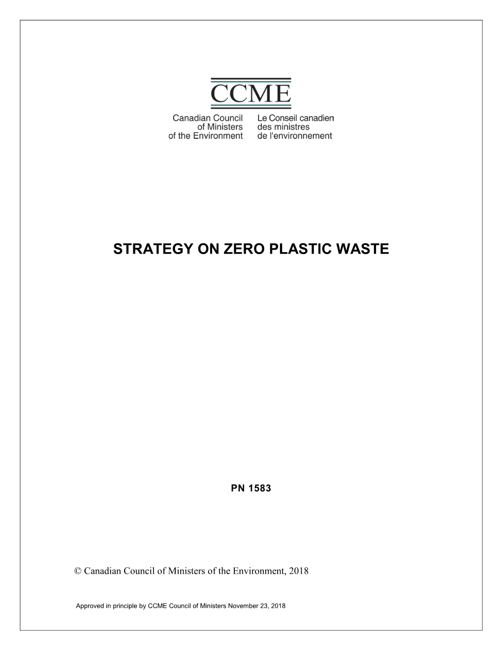 Strategy on Zero Plastic Waste (2018)