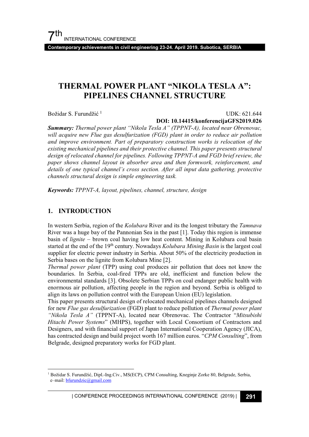 7Th THERMAL POWER PLANT “NIKOLA TESLA A”: PIPELINES