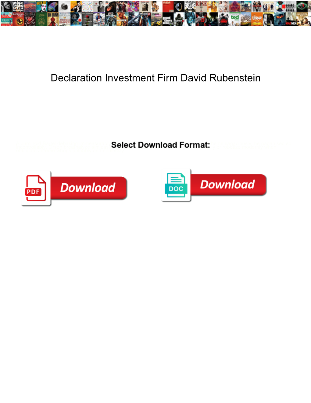 Declaration Investment Firm David Rubenstein
