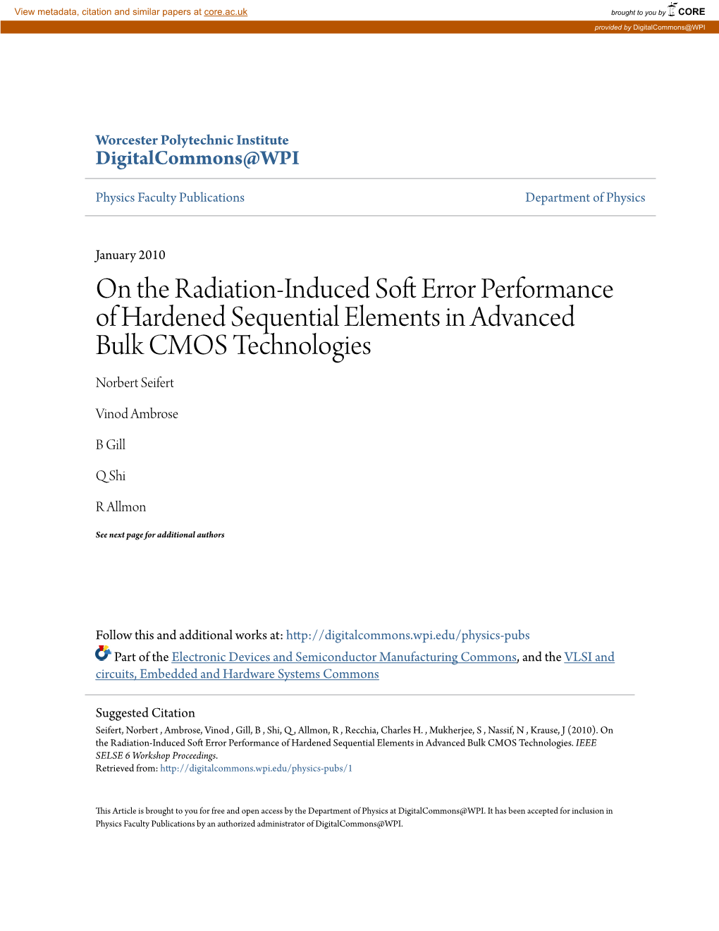 On the Radiation-Induced Soft Error Performance of Hardened Sequential Elements in Advanced Bulk CMOS Technologies N