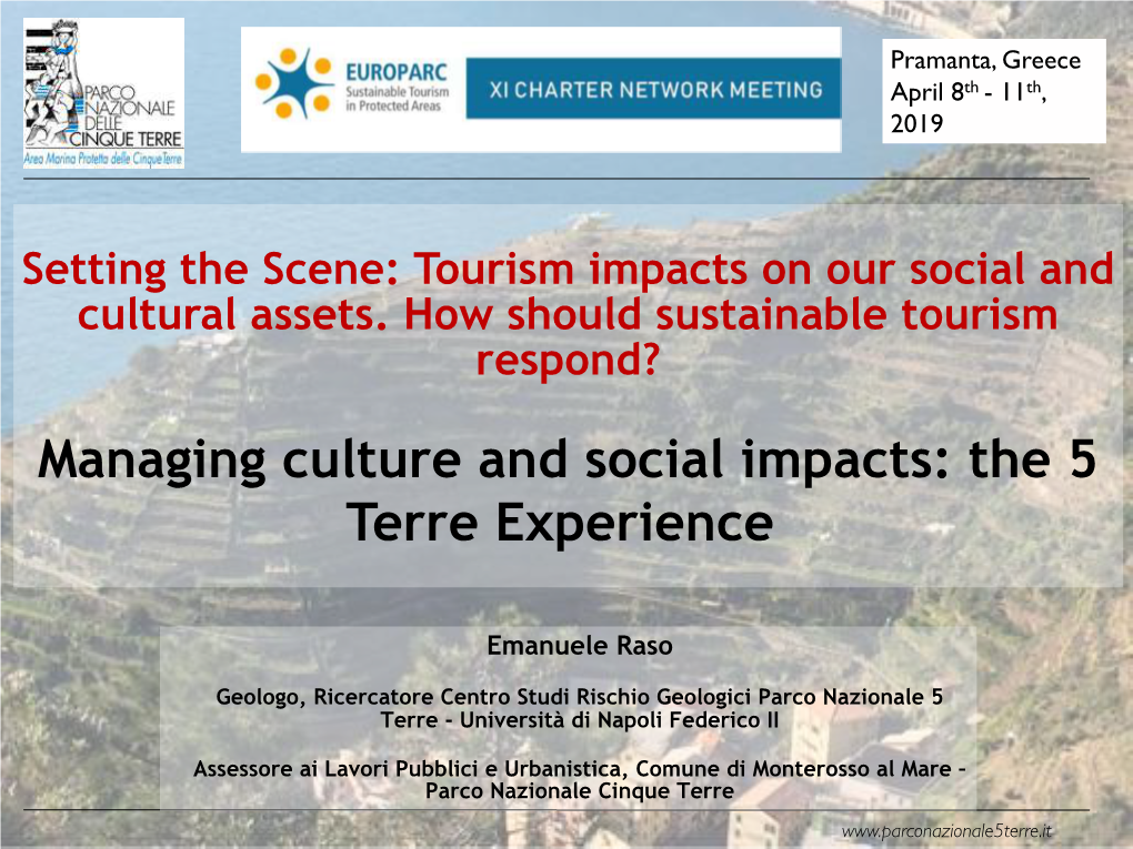 Managing Culture and Social Impacts: the 5 Terre Experience