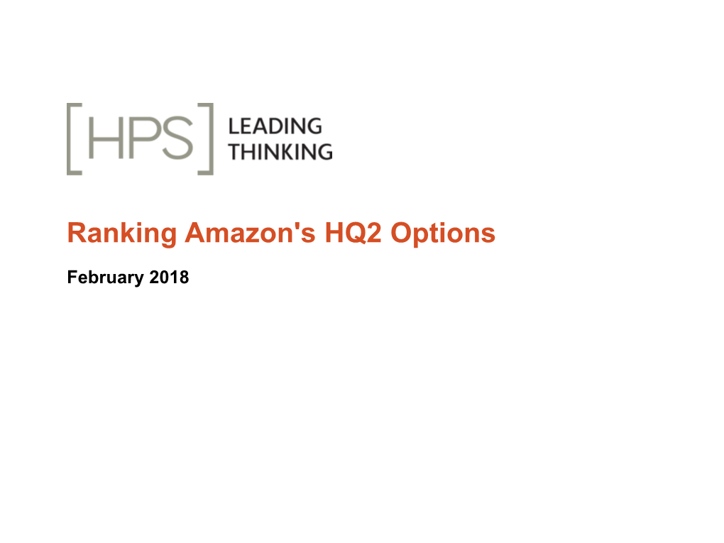 Ranking Amazon's HQ2 Options