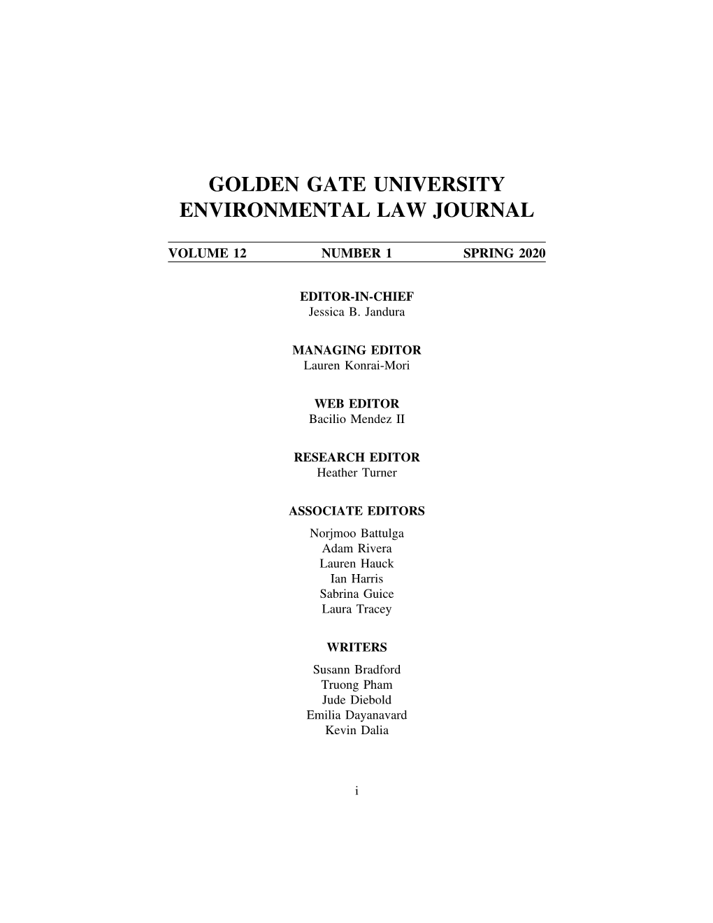 Golden Gate University Environmental Law Journal