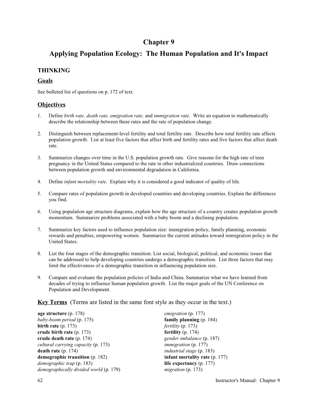 Applying Population Ecology: the Human Population and It's Impact