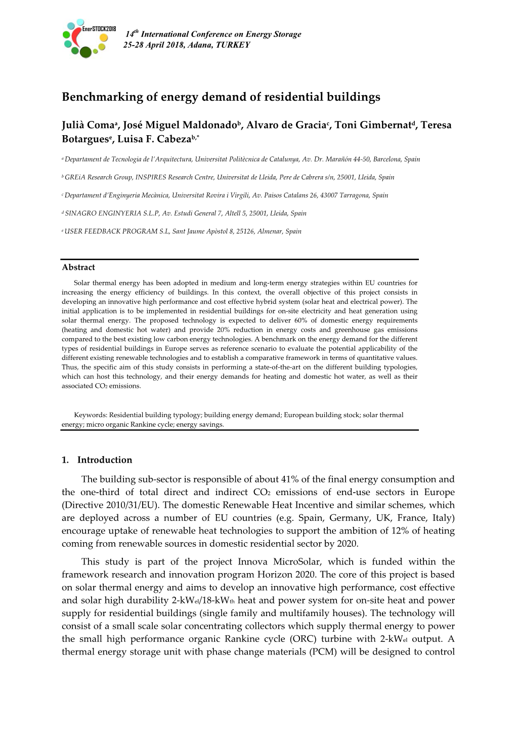 Benchmarking of Energy Demand of Residential Buildings