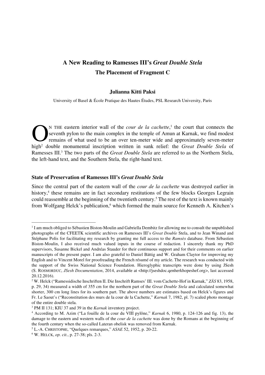 A New Reading to Ramesses III's Great Double Stela. The