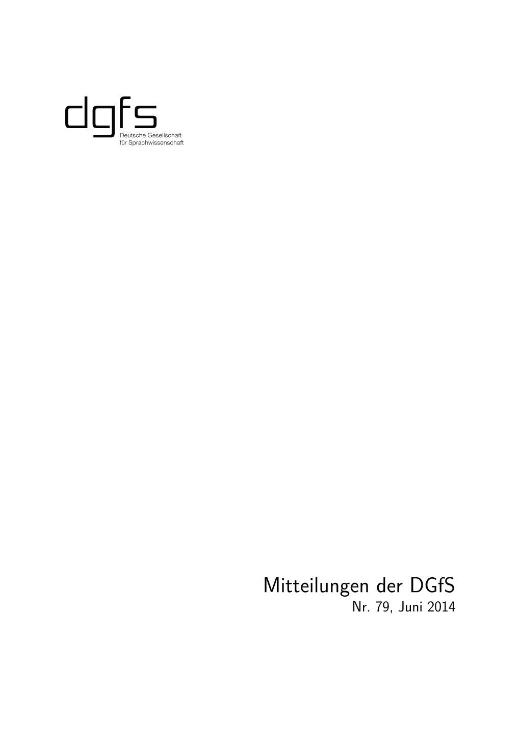 Mitteilungen Der Dgfs Nr