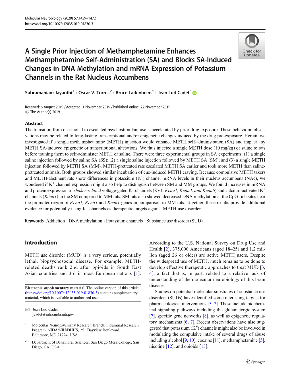 A Single Prior Injection of Methamphetamine Enhances