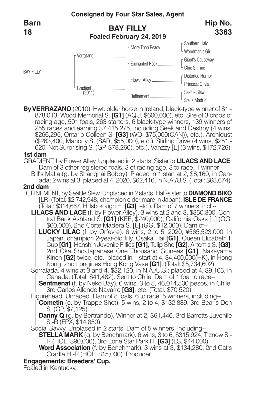 BAY FILLY Barn 18 Hip No. 3363