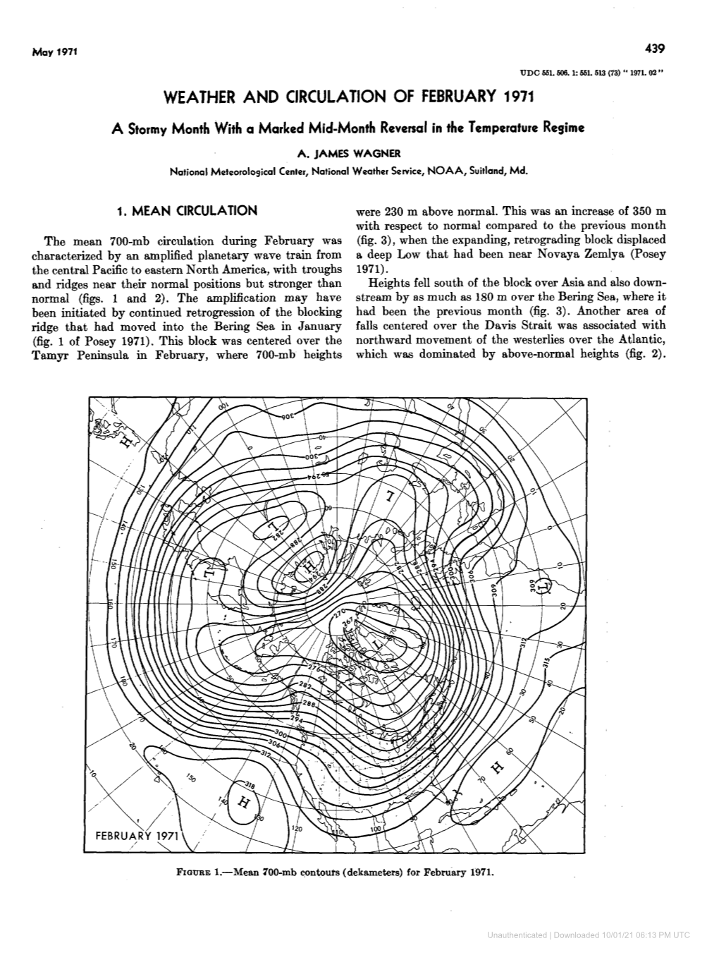 Weather and Circulation of February 1971