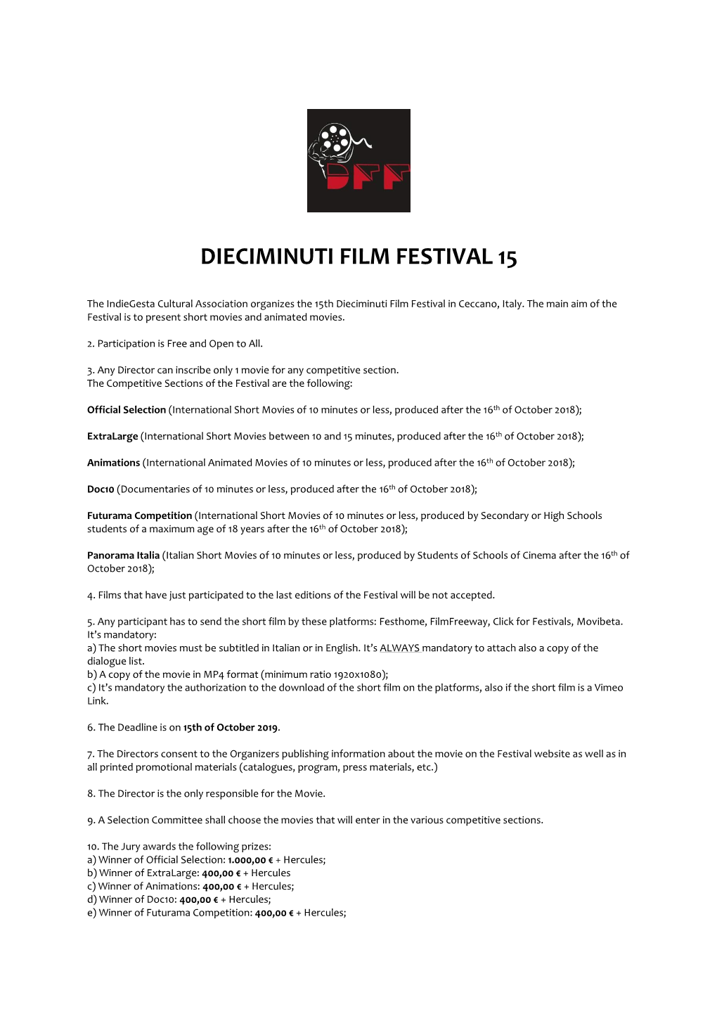 Dieciminuti Film Festival 15
