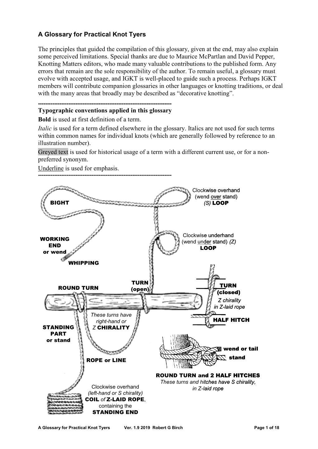 A Glossary for Knot Tyers