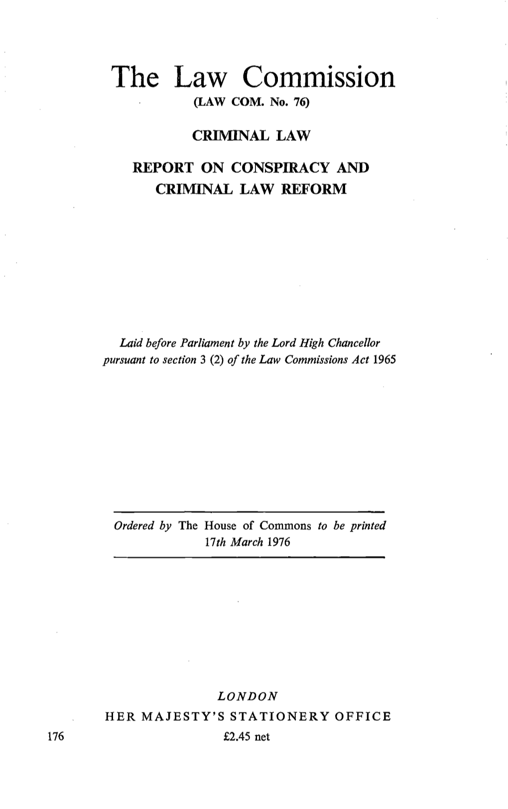 Report on Conspiracy and Criminal Law Reform