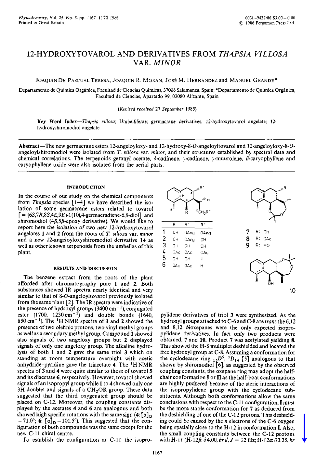 12-Hydroxytovarol and Derivatives from Thapsia Villosa Var