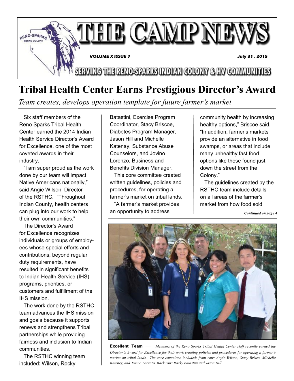 Tribal Health Center Earns Prestigious Director's Award