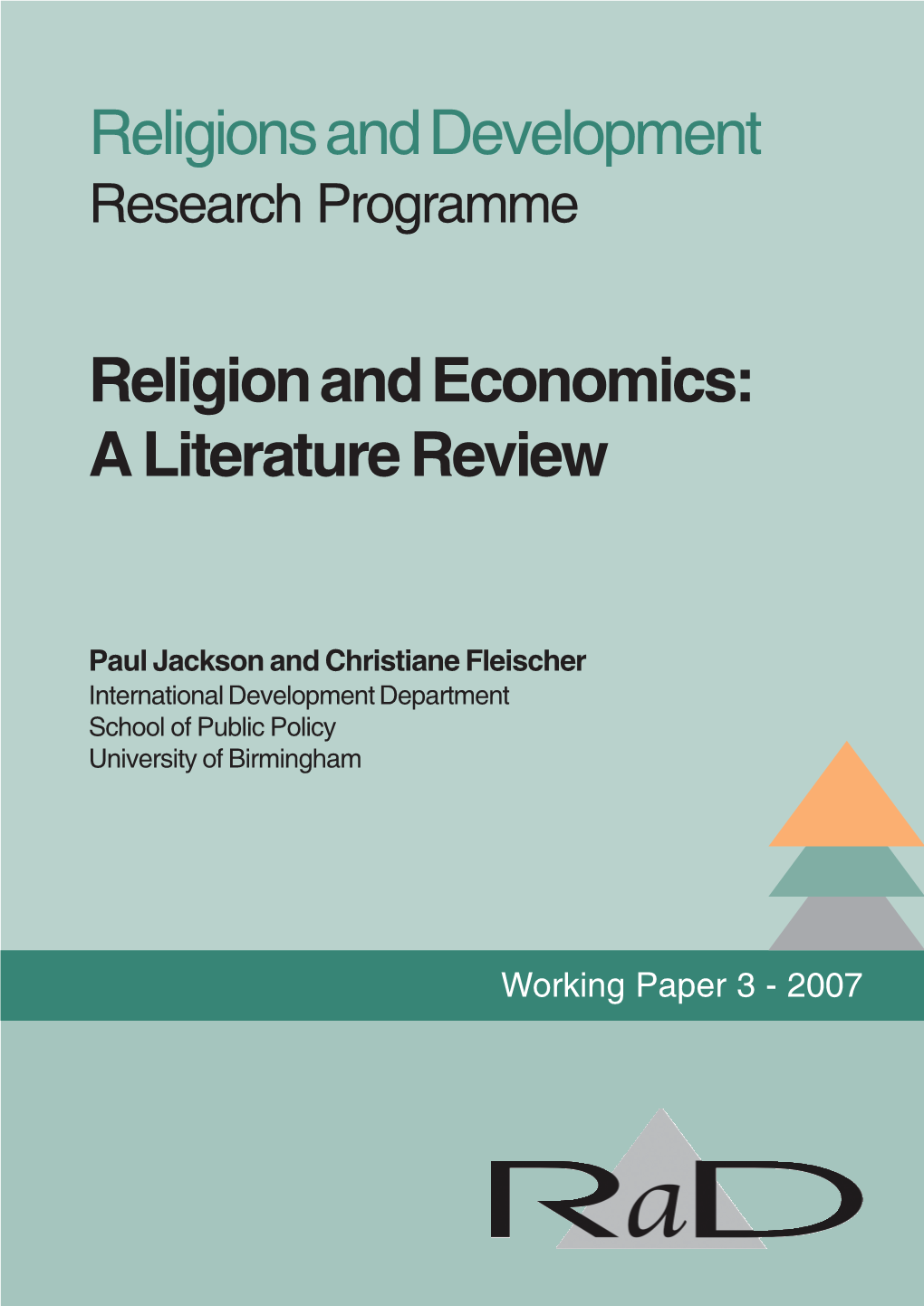 Religion and Economics: a Literature Review