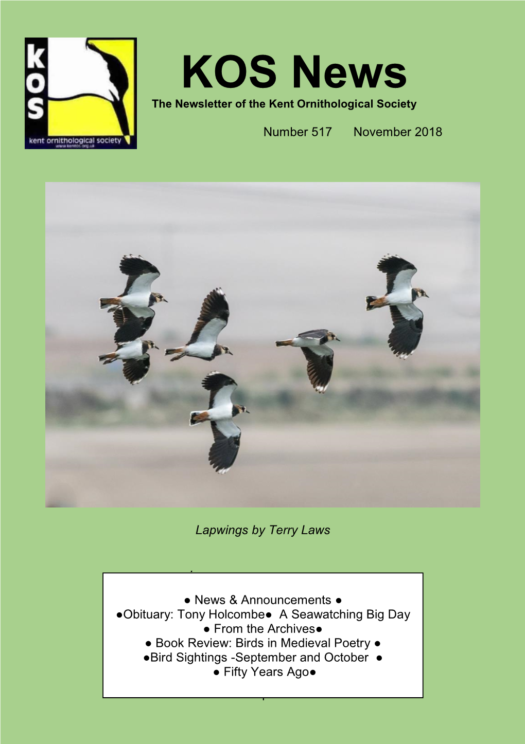 KOS News the Newsletter of the Kent Ornithological Society