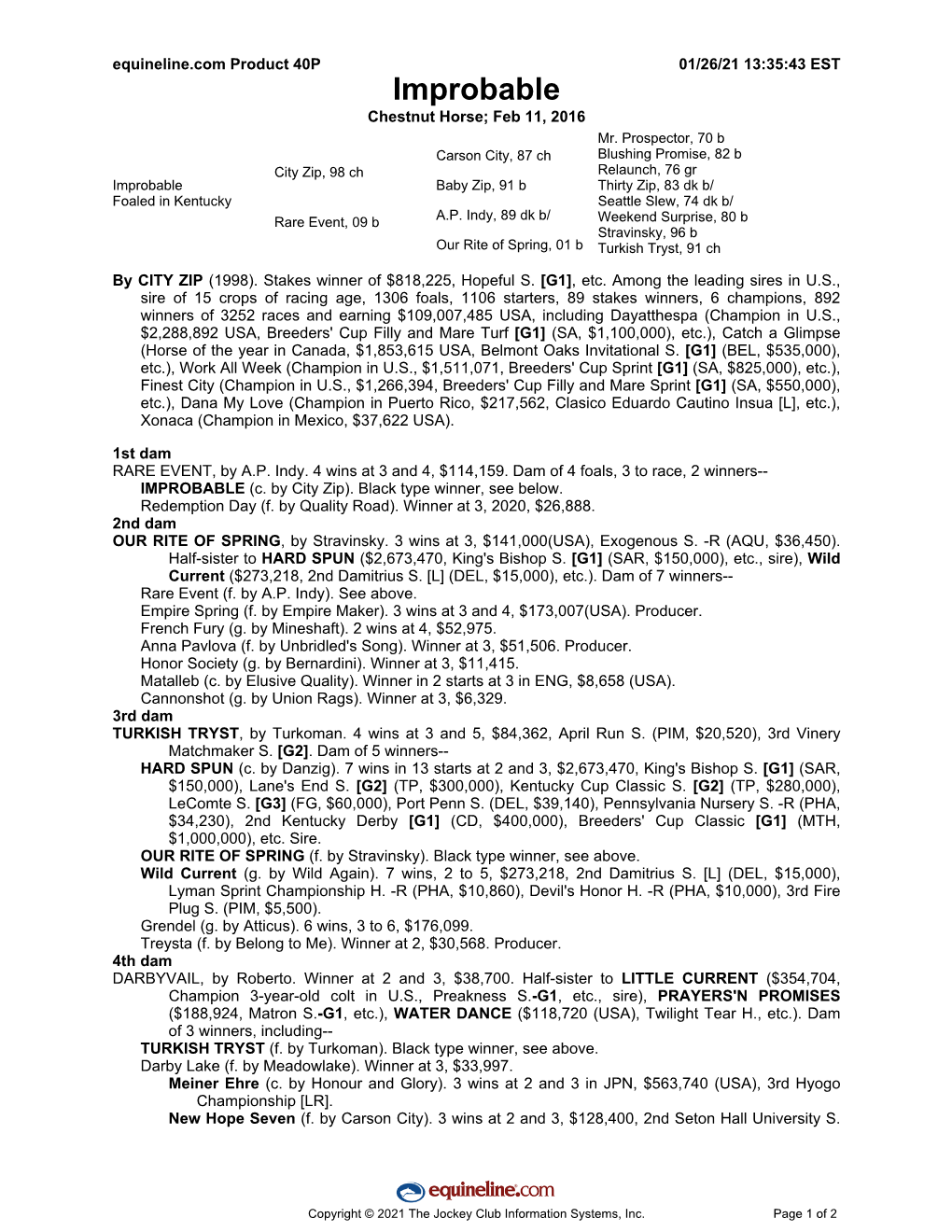 Equineline Catalog-Style Pedigree