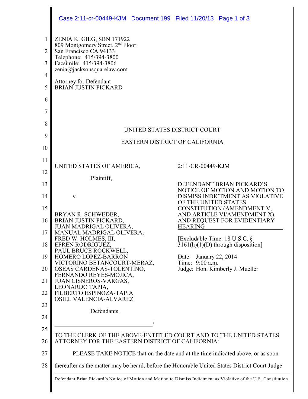 Case 2:11-Cr-00449-KJM Document 199 Filed 11/20/13 Page 1 of 3