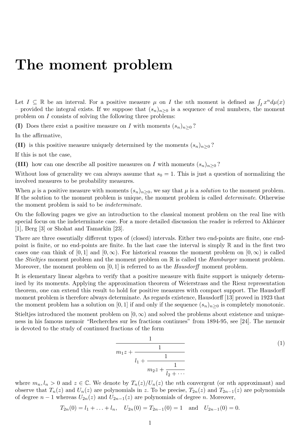 The Moment Problem